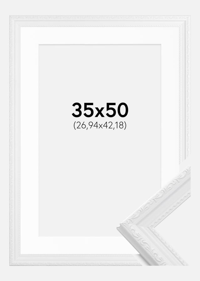 Ram med passepartou Fotolijst Abisko Wit 35x50 cm - Passe-partout Wit 11x17 inches