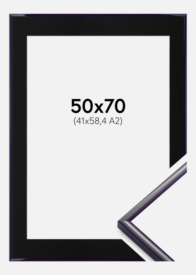 Ram med passepartou Fotolijst New Lifestyle Donkerpaars 50x70 cm - Passe-partout Zwart 42x59,4 cm