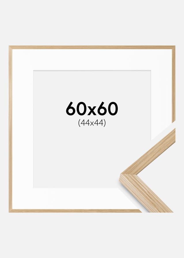 Ram med passepartou Fotolijst Soul Oak Veneer 60x60 cm - Passe-partout Wit 45x45 cm