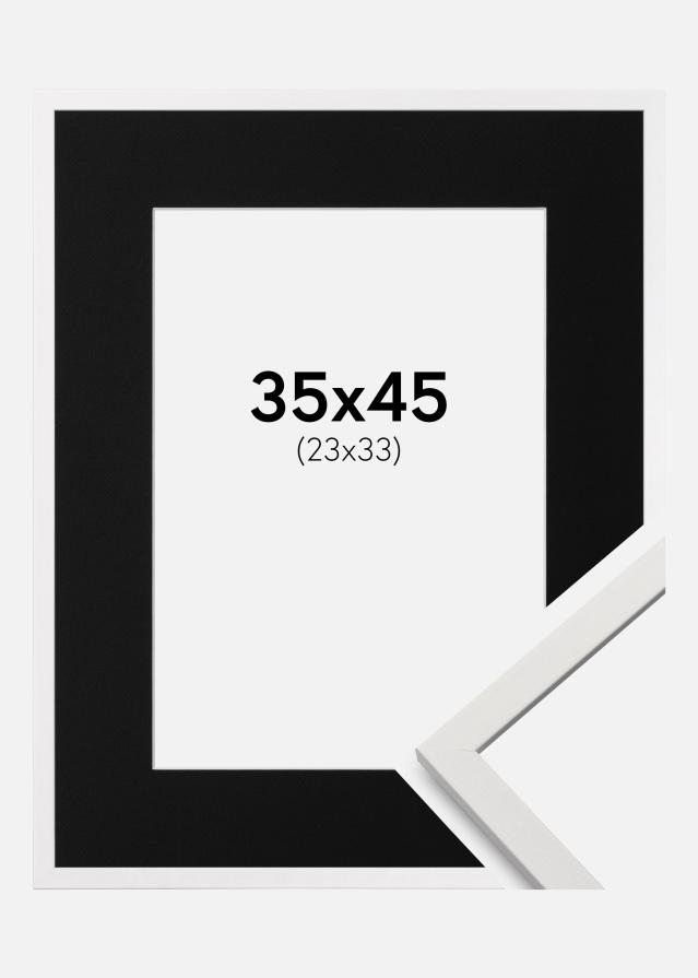Ram med passepartou Fotolijst Edsbyn Wit 35x45 cm - Passe-partout Zwart 24x34 cm