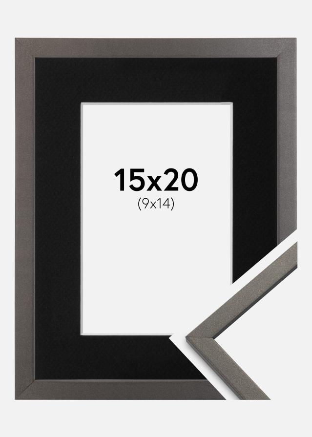 Ram med passepartou Fotolijst Edsbyn Grafiet 15x20 cm - Passe-partout Zwart 10x15 cm
