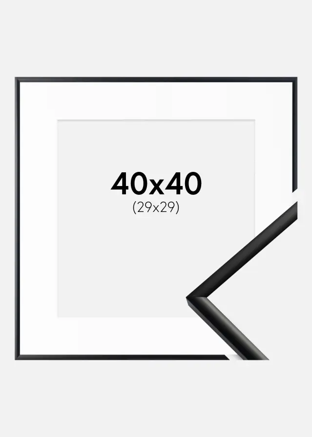 Ram med passepartou Fotolijst New Lifestyle Mat Zwart 40x40 cm - Passe-partout Wit 30x30 cm