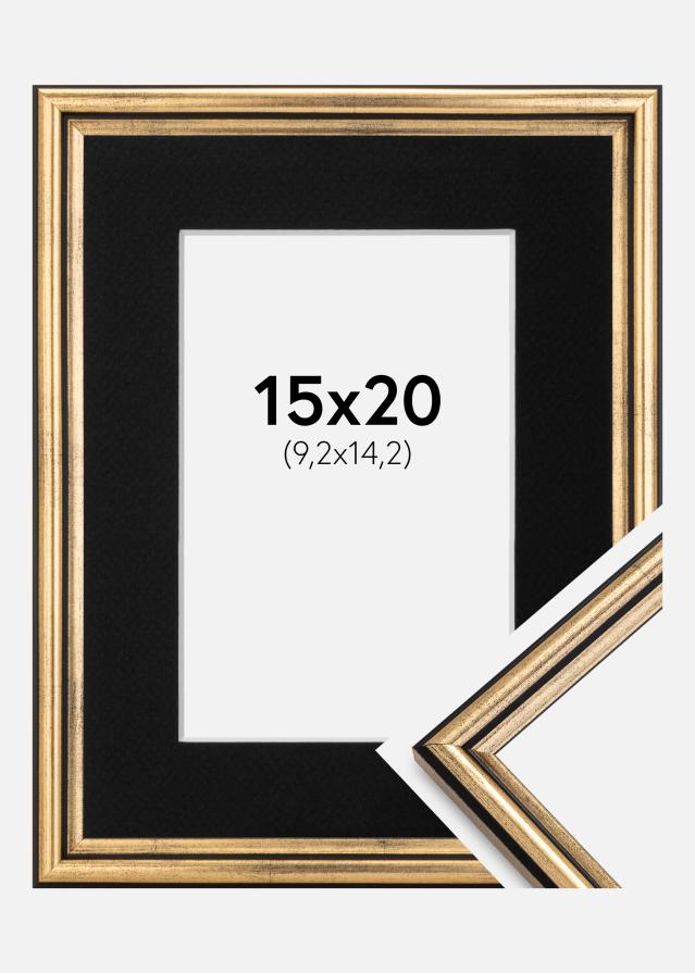 Ram med passepartou Fotolijst Horndal Goud 15x20 cm - Passe-partout Zwart 4x6 inches