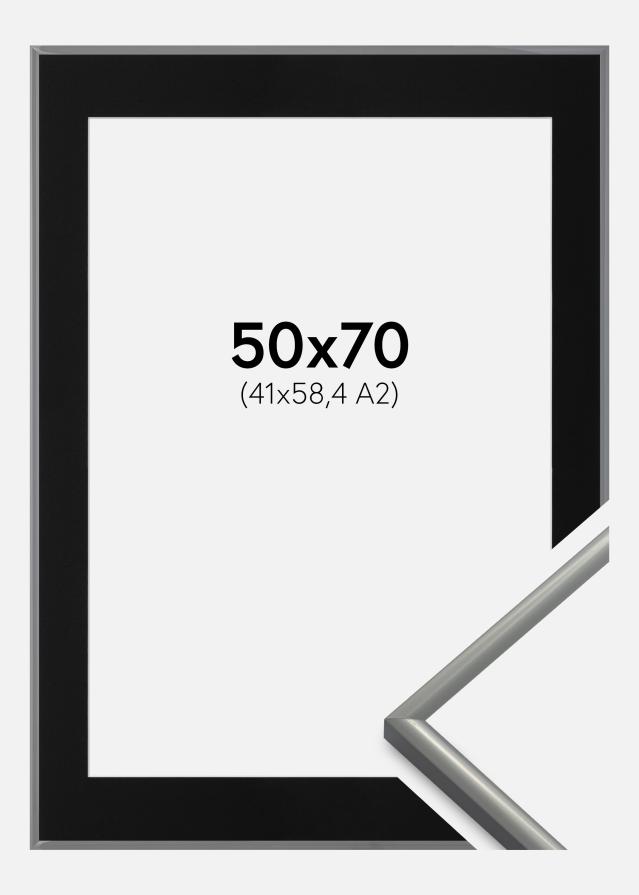 Ram med passepartou Fotolijst New Lifestyle Lichtgrijs 50x70 cm - Passe-partout Zwart 42x59,4 cm