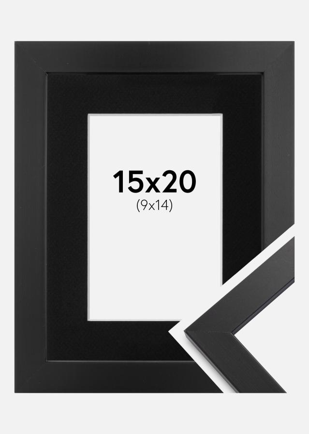 Ram med passepartou Fotolijst Black Wood 15x20 cm - Passe-partout Zwart 10x15 cm