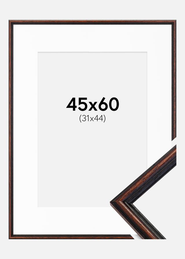 Ram med passepartou Fotolijst Horndal Walnoot 45x60 cm - Passe-partout Wit 32x45 cm
