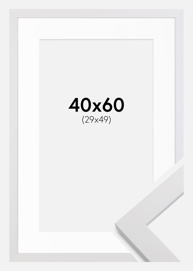 Ram med passepartou Fotolijst White Wood 40x60 cm - Passe-partout Wit 30x50 cm