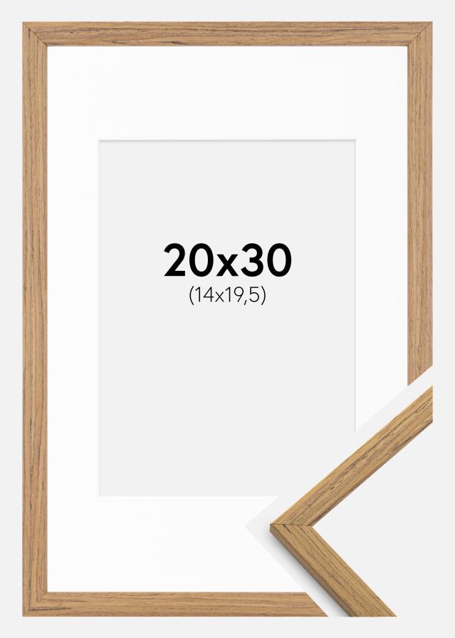 Ram med passepartou Fotolijst Edsbyn Teak 20x30 cm - Passe-partout Wit 15x21 cm (A5)
