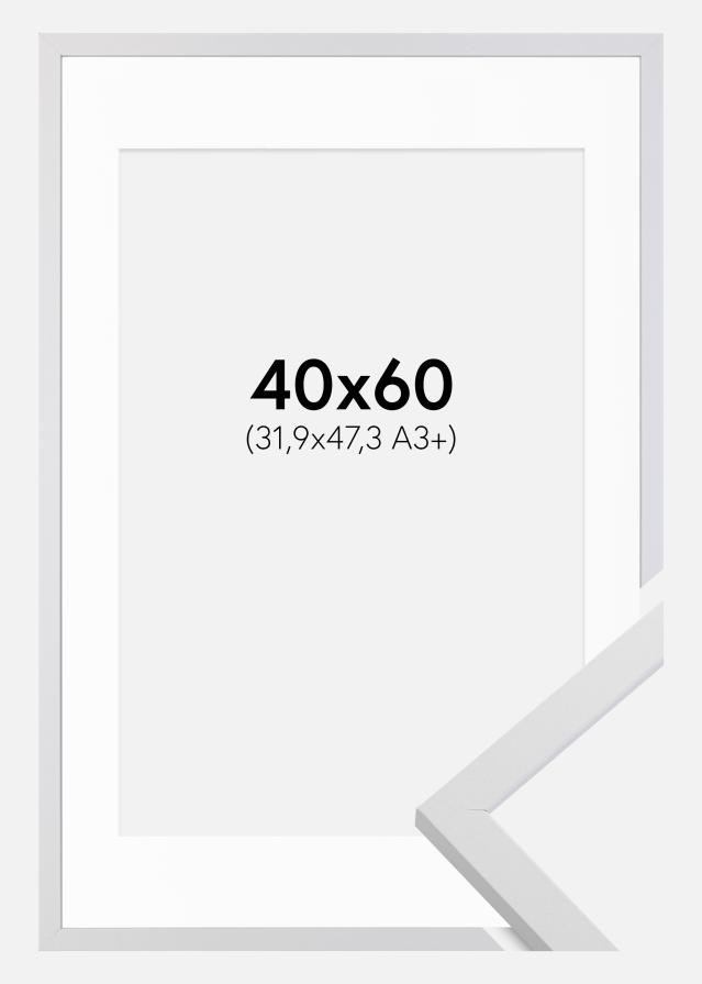 Ram med passepartou Fotolijst Trendy Wit 40x60 cm - Passe-partout Wit 32,9x48,3 cm (A3+)