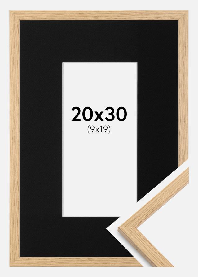 Ram med passepartou Fotolijst Galant Eiken 20x30 cm - Passe-partout Zwart 10x20 cm