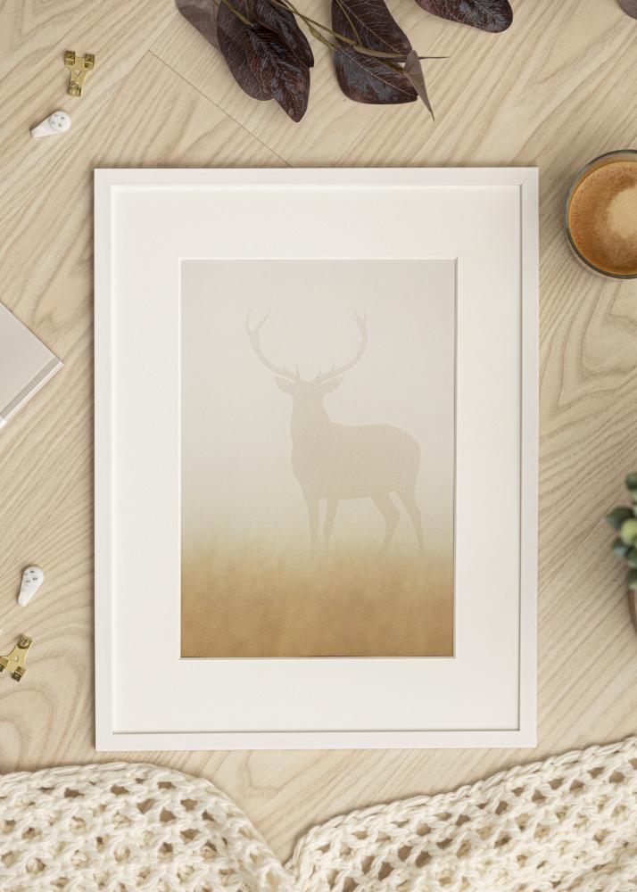 Ram med passepartou Fotolijst Edsbyn Wit 45x55 cm - Passe-partout Wit 34x46 cm