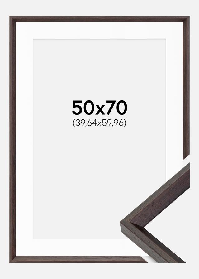 Ram med passepartou Fotolijst Globe Espresso 50x70 cm - Passe-partout Wit 16x24 inches