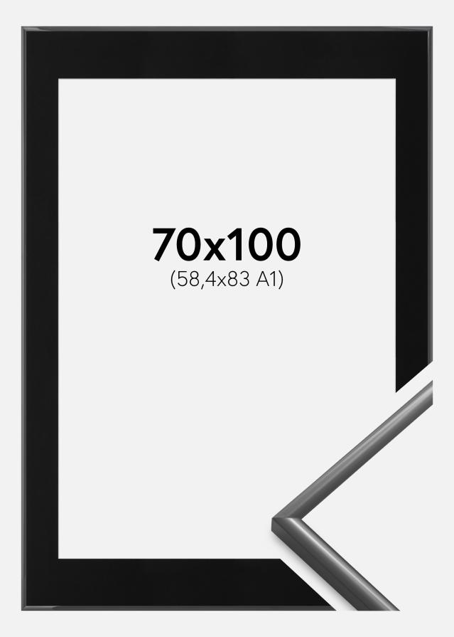 Ram med passepartou Fotolijst New Lifestyle Donkergrijs 70x100 cm - Passe-partout Zwart 59,4x84 cm