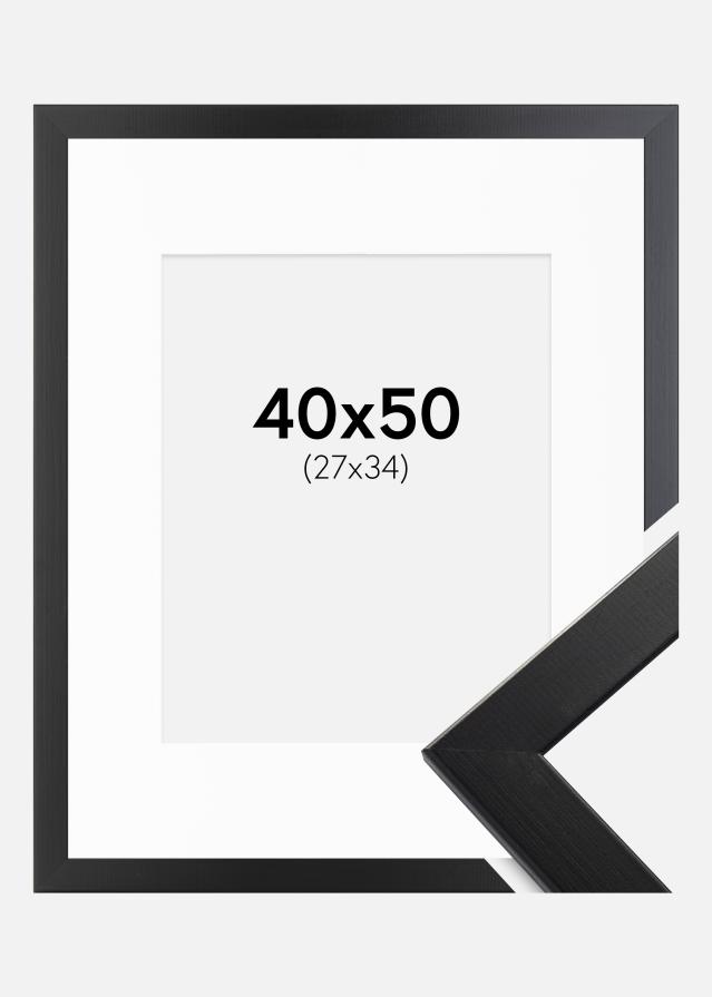 Ram med passepartou Fotolijst Trendline Zwart 40x50 cm - Passe-partout Wit 28x35 cm