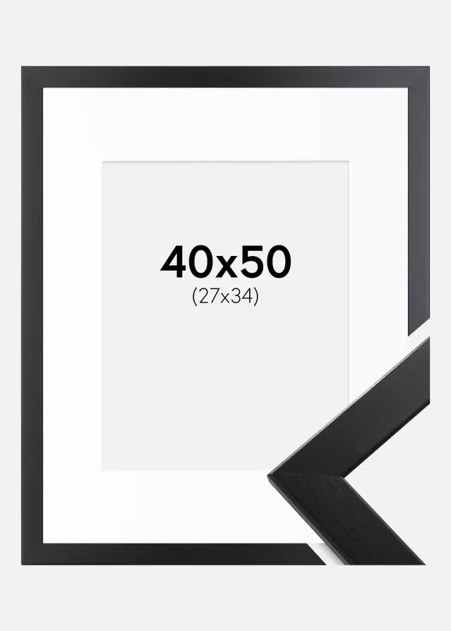 Ram med passepartou Fotolijst Trendline Zwart 40x50 cm - Passe-partout Wit 28x35 cm