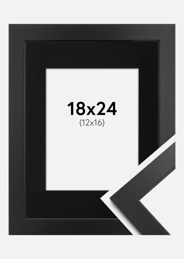 Ram med passepartou Fotolijst Black Wood 18x24 cm - Passe-partout Zwart 13x17 cm