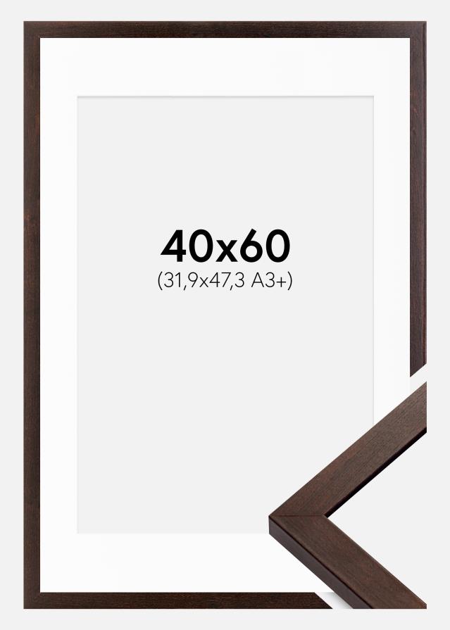 Ram med passepartou Fotolijst Selection Walnoot 40x60 cm - Passe-partout Wit 32,9x48,3 cm (A3+)