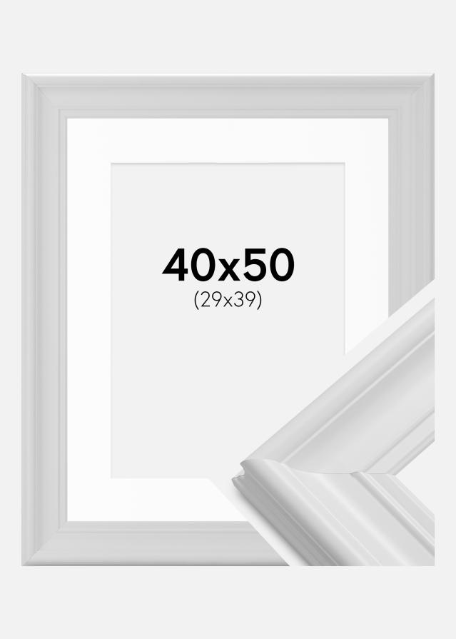 Ram med passepartou Fotolijst Mora Premium Wit 40x50 cm - Passe-partout Wit 30x40 cm
