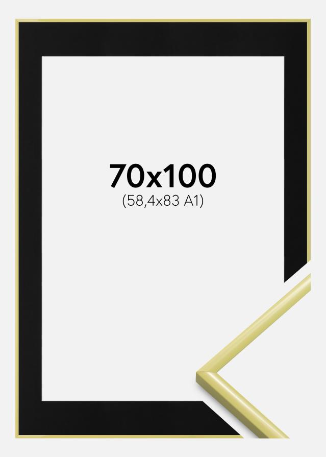 Ram med passepartou Fotolijst New Lifestyle Lichtgeel 70x100 cm - Passe-partout Zwart 59,4x84 cm