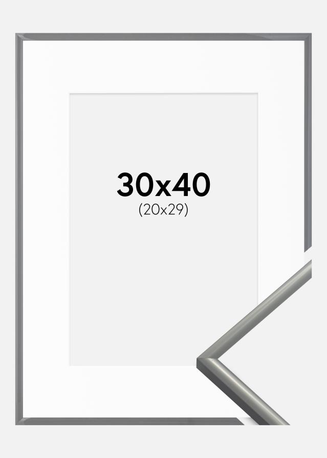 Ram med passepartou Fotolijst New Lifestyle Lichtgrijs 30x40 cm - Passe-partout Wit 21x30 cm