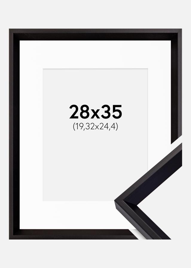 Ram med passepartou Fotolijst Globe Zwart 28x35 cm - Passe-partout Wit 8x10 inches