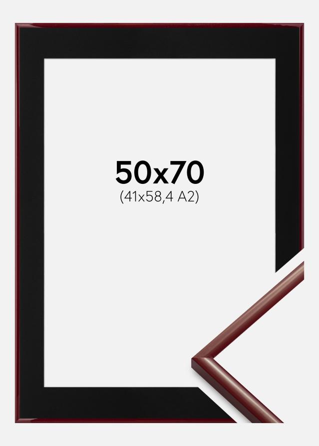 Ram med passepartou Fotolijst New Lifestyle Donkerrood 50x70 cm - Passe-partout Zwart 42x59,4 cm