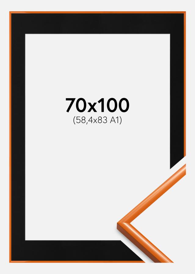Ram med passepartou Fotolijst New Lifestyle Licht Oranje 70x100 cm - Passe-partout Zwart 59,4x84 cm