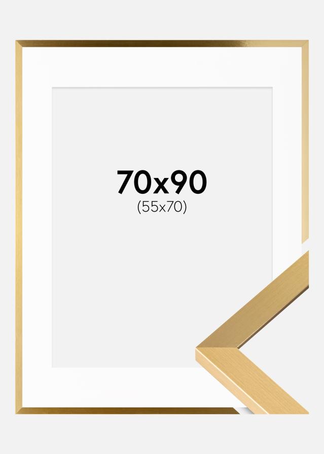 Ram med passepartou Fotolijst Selection Goud 70x90 cm - Passe-partout Wit 56x71 cm
