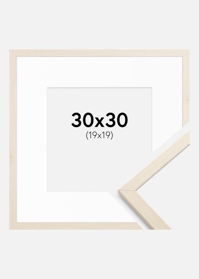 Ram med passepartou Fotolijst Edsbyn Esdoorn 30x30 cm - Passe-partout Wit 20x20 cm