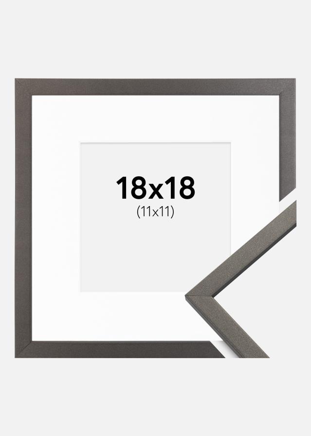 Ram med passepartou Fotolijst Edsbyn Grafiet 18x18 cm - Passe-partout Wit 12x12 cm