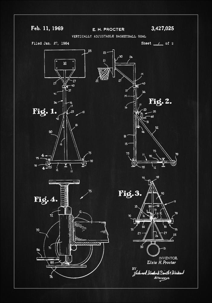 Bildverkstad Patent Print - Basketball - Black Poster