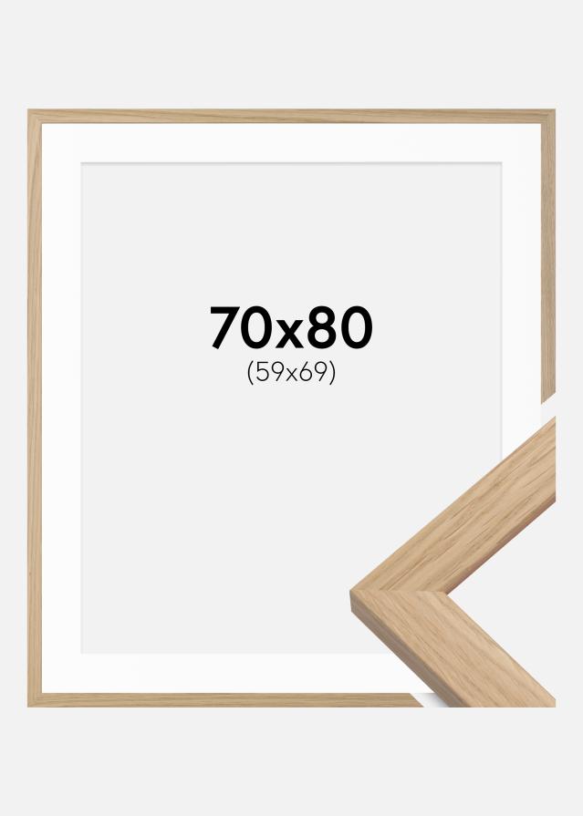 Ram med passepartou Fotolijst Oak Wood 70x80 cm - Passe-partout Wit 60x70 cm
