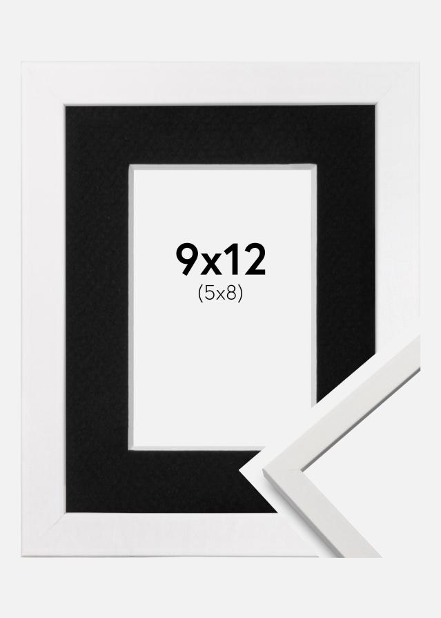 Ram med passepartou Fotolijst Edsbyn Wit 9x12 cm - Passe-partout Zwart 6x9 cm