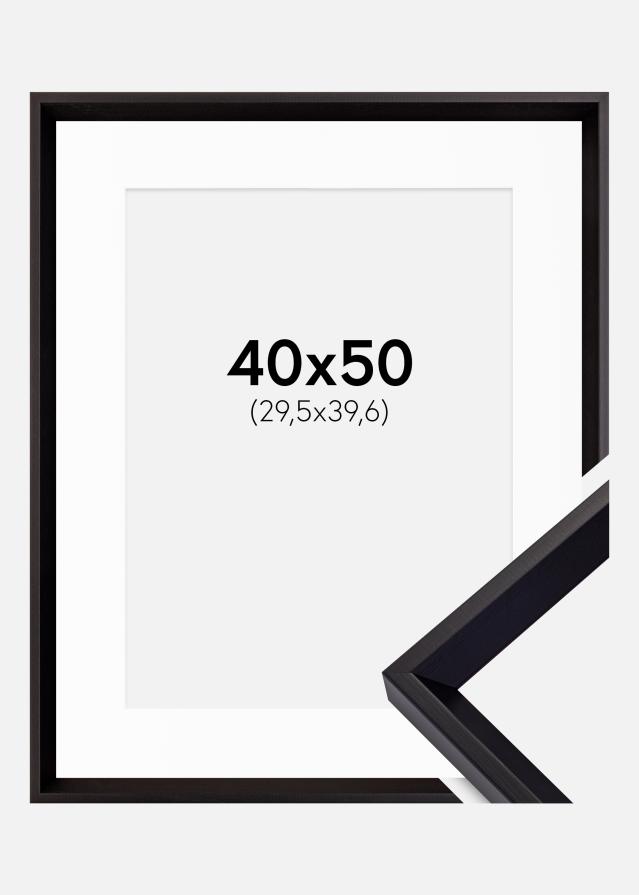Ram med passepartou Fotolijst Globe Zwart 40x50 cm - Passe-partout Wit 12x16 inches