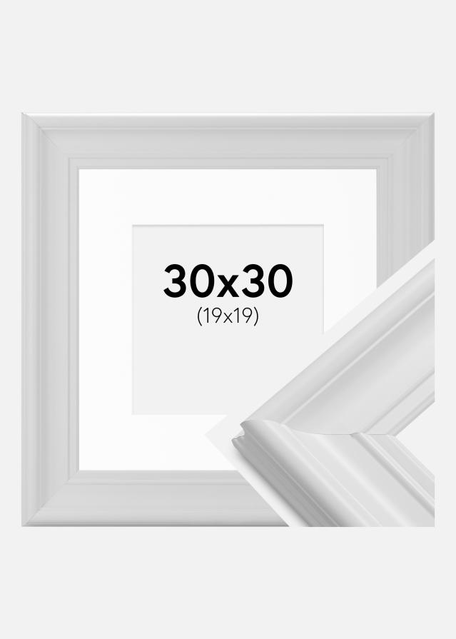 Ram med passepartou Fotolijst Mora Premium Wit 30x30 cm - Passe-partout Wit 20x20 cm