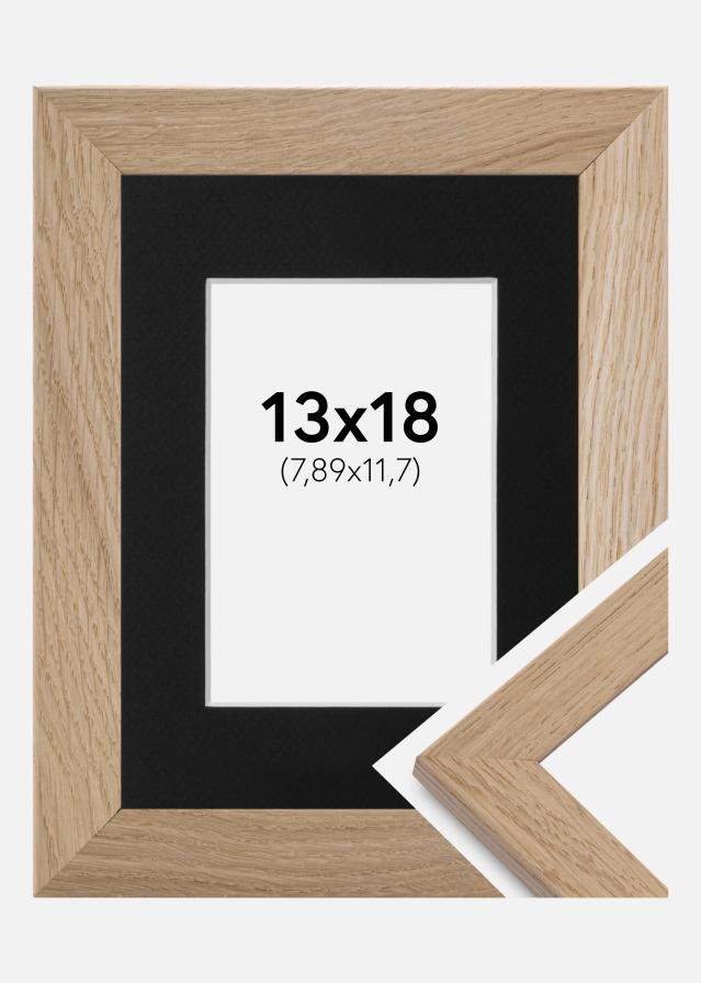 Ram med passepartou Fotolijst Trendline Eiken 13x18 cm - Passe-partout Zwart 3,5x5 inches