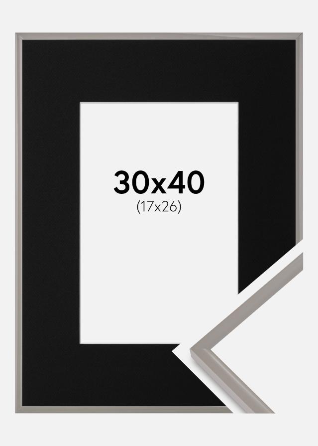 Ram med passepartou Fotolijst New Lifestyle Earth Grey 30x40 cm - Passe-partout Zwart 18x27 cm