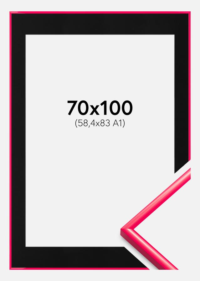 Ram med passepartou Fotolijst New Lifestyle Hot Pink 70x100 cm - Passe-partout Zwart 59,4x84 cm (A1)