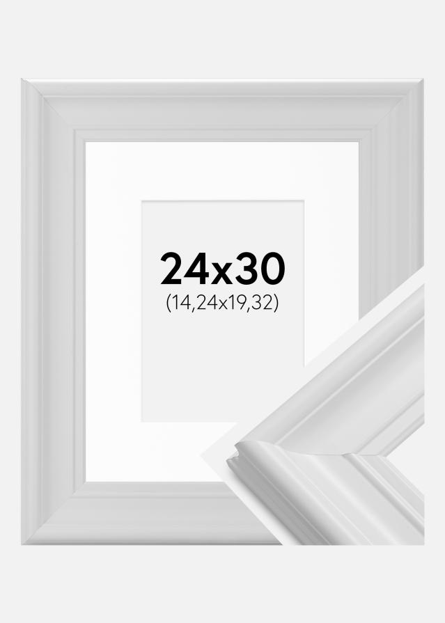 Ram med passepartou Fotolijst Mora Premium Wit 24x30 cm - Passe-partout Wit 6x8 inches