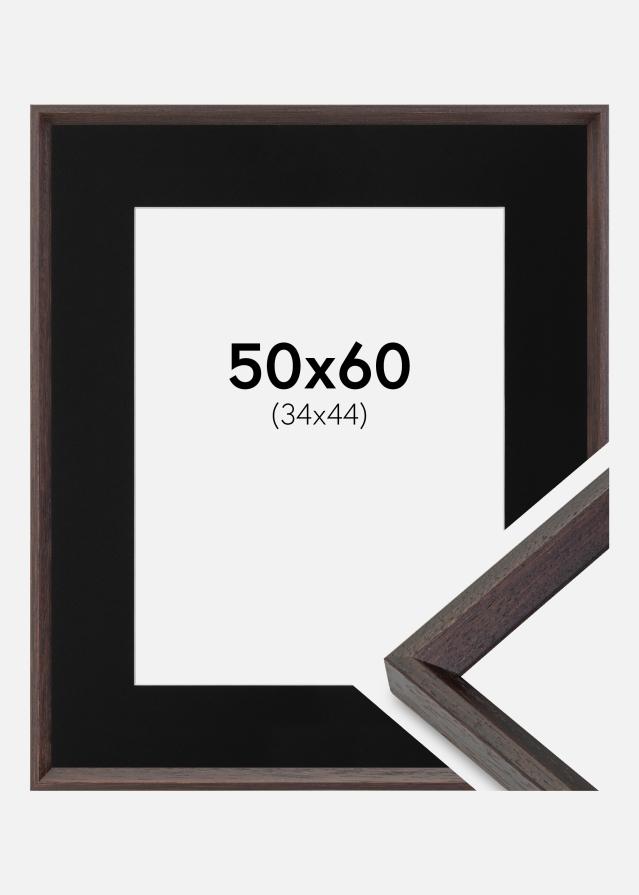 Ram med passepartou Fotolijst Globe Espresso 50x60 cm - Passe-partout Zwart 35x45 cm