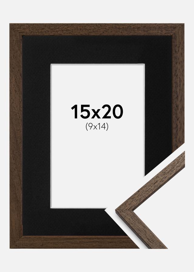 Ram med passepartou Fotolijst Edsbyn Walnoot 15x20 cm - Passe-partout Zwart 10x15 cm