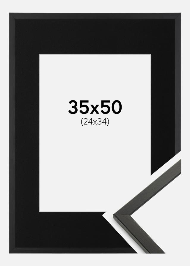 Ram med passepartou Fotolijst Galant Zwart 35x50 cm - Passe-partout Zwart 25x35 cm