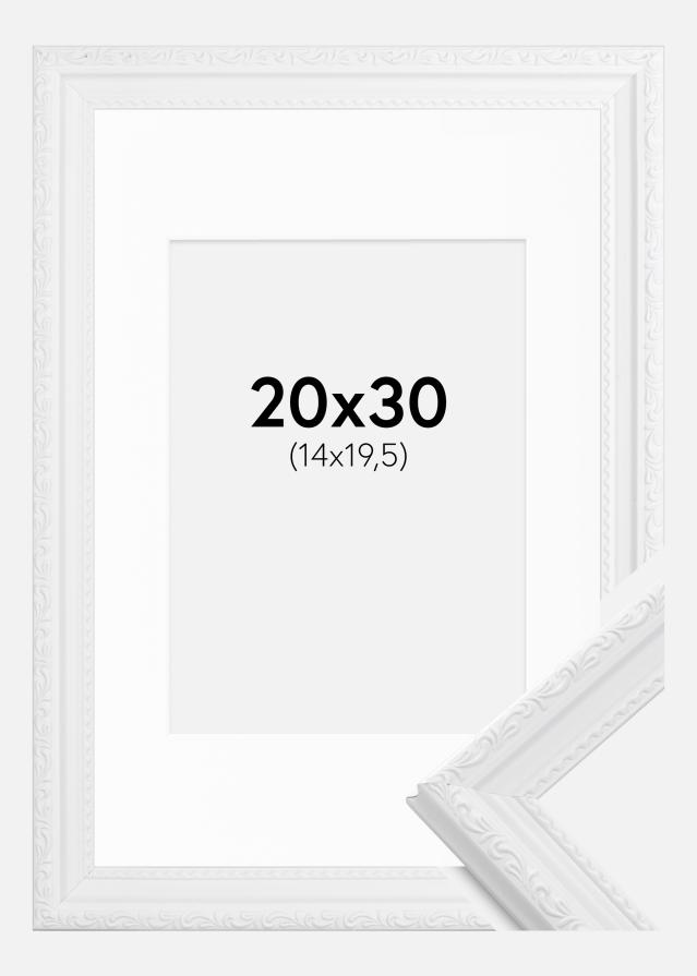 Ram med passepartou Fotolijst Abisko Wit 20x30 cm - Passe-partout Wit 15x21 cm (A5)