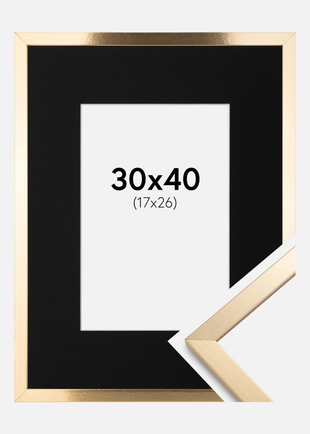 Ram med passepartou Fotolijst Trendy Goud 30x40 cm - Passe-partout Zwart 18x27 cm