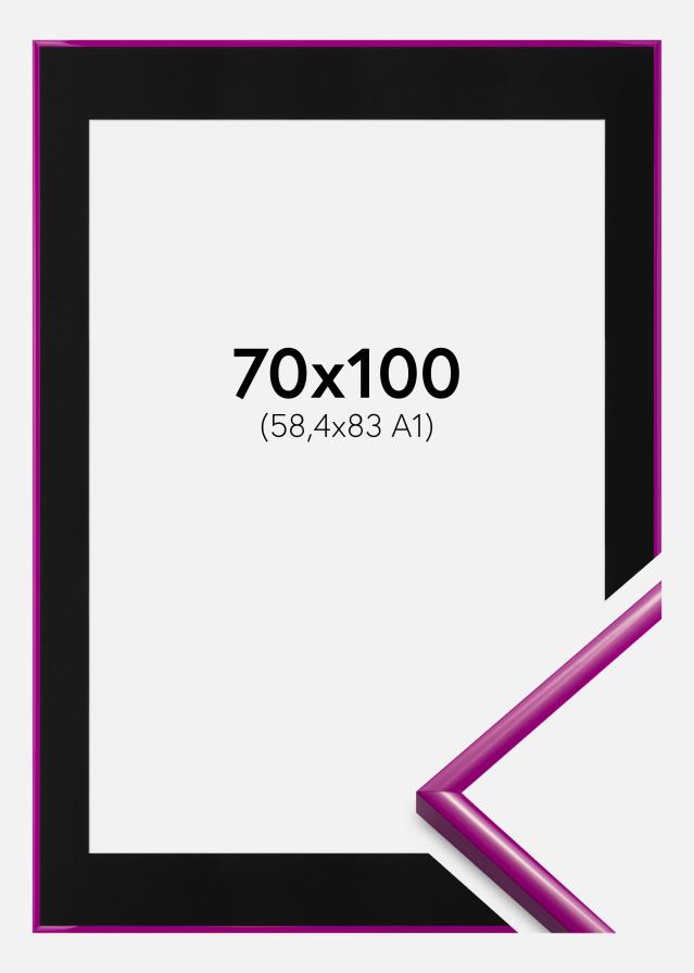Ram med passepartou Fotolijst New Lifestyle Fuchsia 70x100 cm - Passe-partout Zwart 59,4x84 cm (A1)