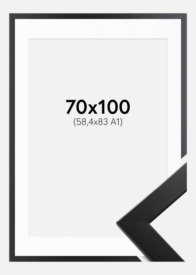 Ram med passepartou Fotolijst Trendline Zwart 70x100 cm - Passe-partout Wit 59,4x84 cm
