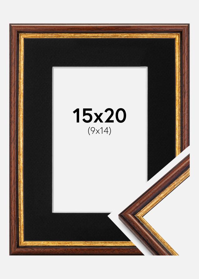 Ram med passepartou Fotolijst Horndal Bruin 15x20 cm - Passe-partout Zwart 10x15 cm
