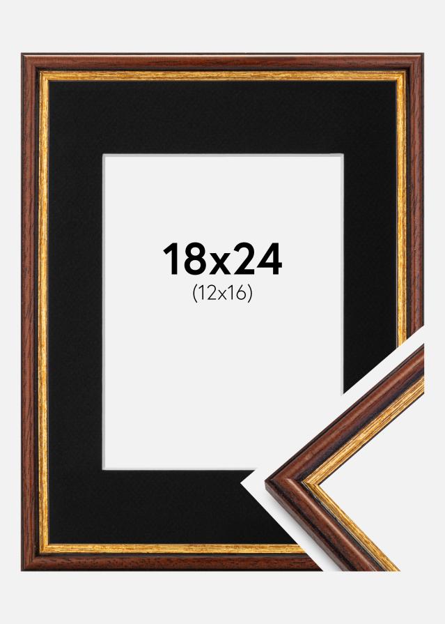 Ram med passepartou Fotolijst Horndal Bruin 18x24 cm - Passe-partout Zwart 13x17 cm
