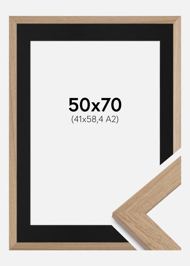 Ram med passepartou Fotolijst Trendline Eiken 50x70 cm - Passe-partout Zwart 42x59,4 cm (A2)