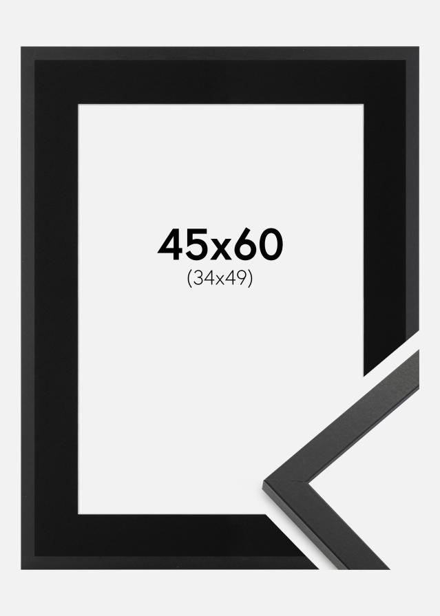 Ram med passepartou Fotolijst Trendy Zwart 45x60 cm - Passe-partout Zwart 35x50 cm